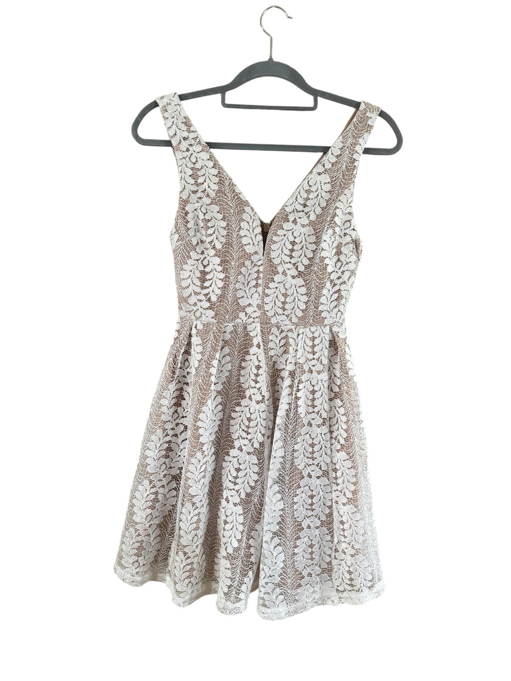 Lulu's White Floral Lace V-Neck A-Line Mini Dress - Picture 3 of 9